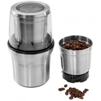 ProfiCook PC-KSW 1021 Molinillo de Café Eléctrico + Picador Multiusos, 200 W, 85 grams, Acero Inoxidable/Negro