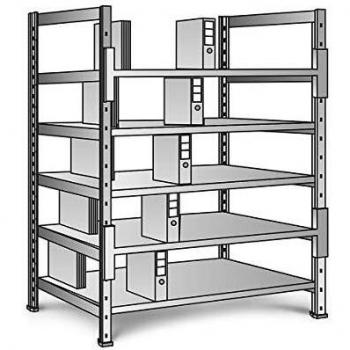 Estantería ensamblable para archivadores, galvanizada, altura 1920 mm, doble cara, base 1000 x 600 mm