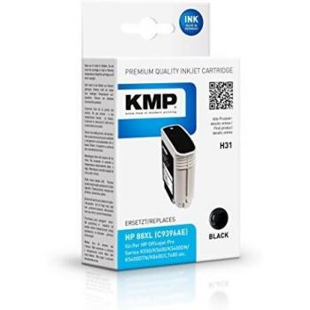 Tinta KMP H31 Compatible HP 88XL - Cartucho de tinta negro reciclado de 58,9 ml