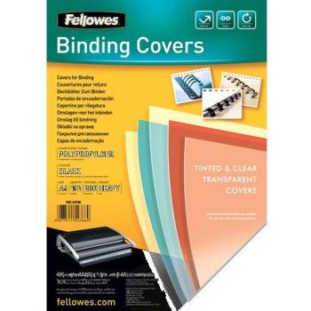 Fellowes Futura Portadas de Encuadernación A4, Polipropileno Negro, 280 Micras, Pack de 100 Unidades
