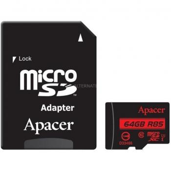 Apacer MicroSDXC 64GB UHS-I Class 10 con Adaptador - 85MB/s