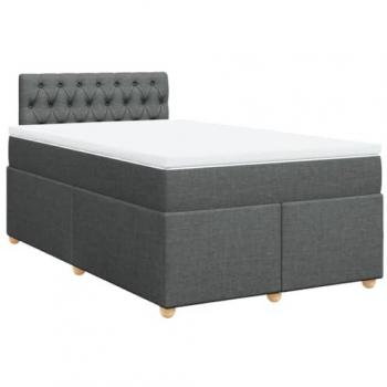 Cama box spring con colchón tela gris oscuro 120x190 cm
