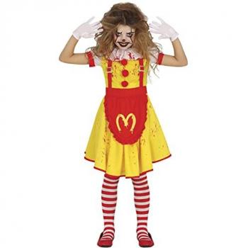 Disfraz de Payasa Asesina Hamburguesa para Niña - Vestido Loco Amarillo Halloween 10-12 Años