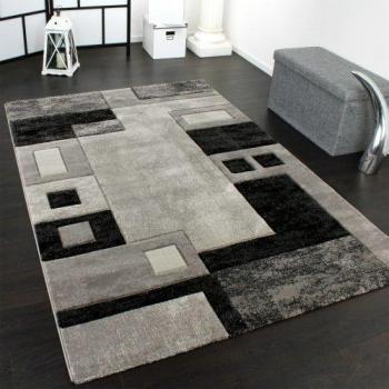 Alfombra Pelo Corto Salon Moderna Corte De Contorno Dibujo Geometrico 3D Gris Crema, tamaño:80x300 cm