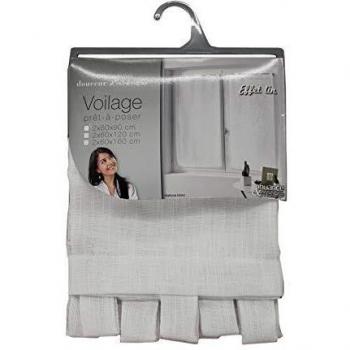 Par de Visillo Recto con Presillas 60x120 cm Efecto Lino Haltona Blanco, Tejido Transpirable y Lavable, Ideal para Cocina y Ventanas Pequeñas