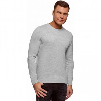 oodji Ultra Hombre Jersey Básico con Cuello Redondo, Gris, ES 58-60 / XXL