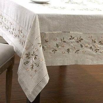 ZYT Beige Lino Rectangular Forros de Mesa . 160cm x 230cm