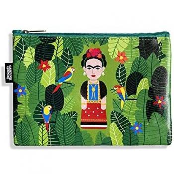 Designer Souvenirs | Bolso de Mano para Mujer con diseño Frida Kalho | Piel Sintética 100% Eco-Friendly | Neceser Portatodo | 22x16,5x1 cm | Colección Viva la Vida Viva la Vida