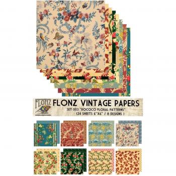 Paper Pack (24sh 6x6) Rococo Baroque Floral Patterns FLONZ Vintage Paper for Scrapbooking and Craft