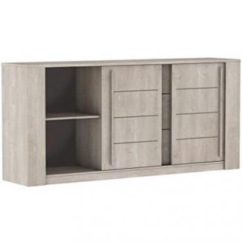 Aparador Moderno Roslyn de Roble Champagne y Cemento Beige, 206 x 44,9 x 94 cm