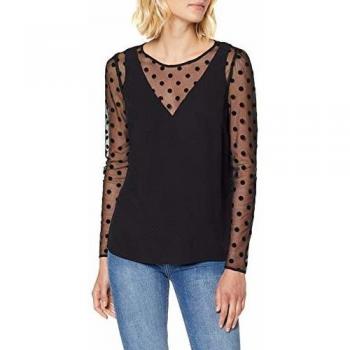 Naf Naf H-moitie C1 Camiseta de Manga Larga, Negro