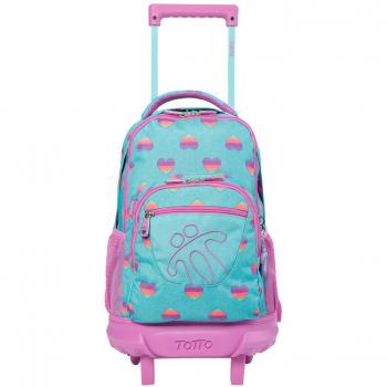 Mochila Totto Renglones escolar con ruedas color azul Bubul