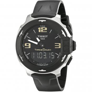 Men's Tissot T-Race Touch Alarm Chronograph Stainless Steel Watch, 42mm Black Dial