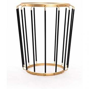 Mesa Auxiliar Cristal Hierro y Industrial Negro Oro 48 x 56