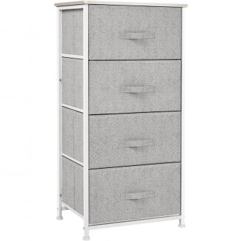 Cajonera Cómoda Organizador HOMCOM con 4 Cajones de Tela para Mesilla de Noche, Dimensiones 45x30x92cm, Ideal para Dormitorio y Salón, Solución de Almacenaje