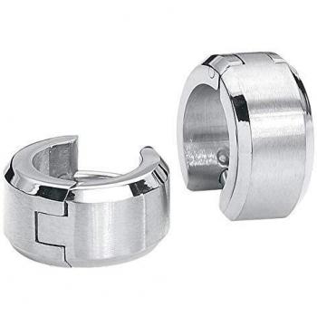 etNox Aros de Acero Inoxidable Unisex Pendiente Plateado, Acero Inoxidable,