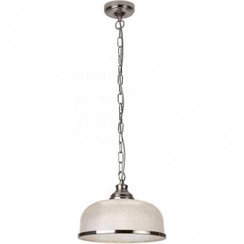 Lámpara colgante Bistro de vidrio y metal en color plata y blanco, 1 bombilla E27