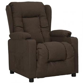 Sillón elevable tela marrón oscuro Vidaxl