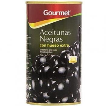 Gourmet - Pack de 8 Latas de Aceitunas Negras Extra con Hueso - 185g Cada Una