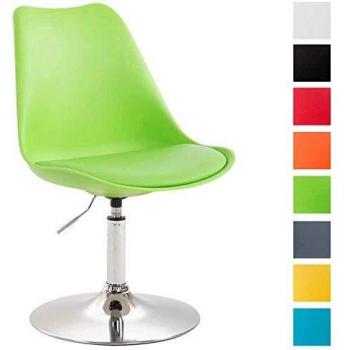 Silla de Comedor Maverick Verde con Estructura Cromada, Regulable en Altura y Asiento de Plástico