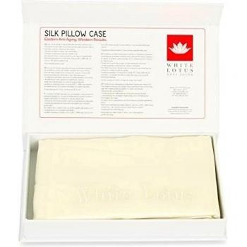 White Lotus Anti Aging-Funda de almohada de seda antienvejecimiento - Par, blanco pour - Imprescindible para un sueño reparador - Prevención de las arrugas y la caída del cabello - 100 % seda