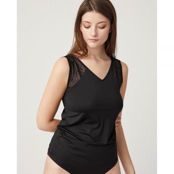 Camiseta sin mangas con encaje floral