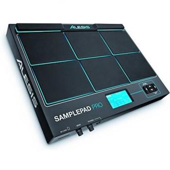 Alesis SamplePad Pro - 8-Pad Percussion and Sample-Triggering Instrument With Rubber Pads, Active Blue LED Illumination, Expansion Options for 2 Additional Triggers and 200+ Built-in Sounds