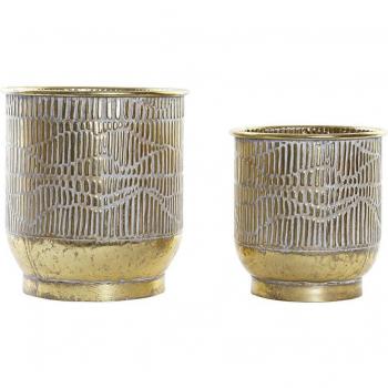 Macetero set de 2 maceteros de metal desgastado estilo vintage (27,5x27,5x29,5 cm)