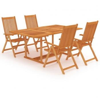 5 Piece Garden Dining Set Solid Teak Wood