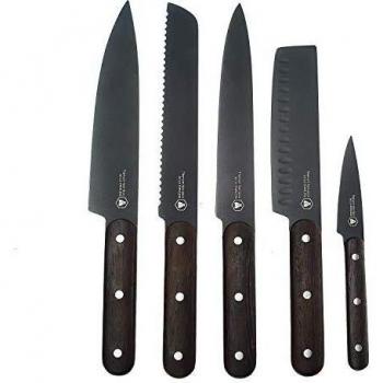LAGUIOLE - Set de 5 Cuchillos de Cocina - Black Blade - Manos de Madera de Haya - - multicolore