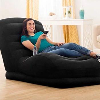 INTEX Sillón Hinchable Mega Lounge, 86 x 170 x 94 cm, Color Negro, Vinilo