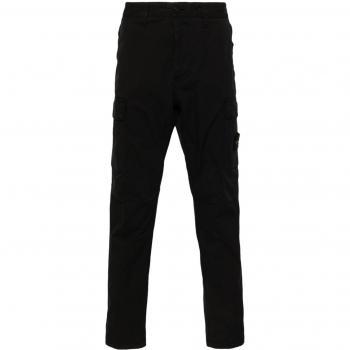 Stone Island Men's Logo Cotton Cargo Trousers in Black | Size 33 | 811530410V0029