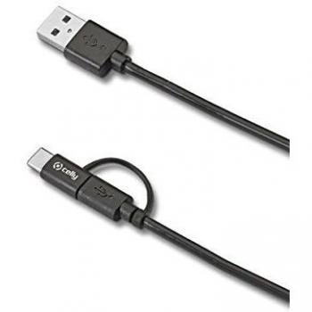 CELLY Cable USB A Micro USB con Adaptador A Tipo C