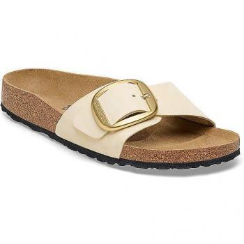 Birkenstock Madrid Big Buckle Women's Mules in Ecru Nubuck Leather, Size 40