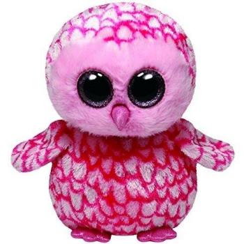 Ty - Pinky, Peluche búho, 23 cm, Color Rosa