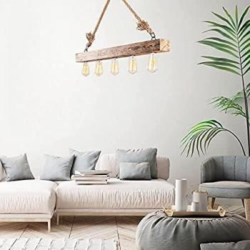 Lámpara de techo EREBOS de madera natural - 100 x 53 cm
