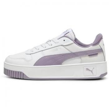 Zapatillas deportivas Puma Carina Street para mujer, color blanco con detalles en púrpura y plata, talla 38 EU