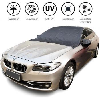 FEZZ Protector Parabrisas Coche Frontal Nieve Hielo Helada Magnético Solar UV Parasol Proteccion con Cubierta de Espejo Lateral 215*125cm para Coches SUV Camión