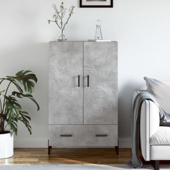 Aparador alto de madera de ingeniería 69,5x31x115 cm en color gris hormigón, mueble de almacenaje para salón, buffet y armario auxiliar