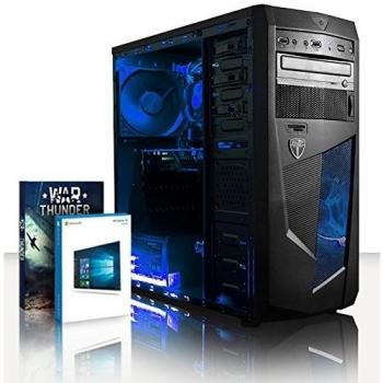 VIBOX Precision 6XW Gaming PC - 4,0GHz CPU 4-Core AMD, GPU GT 710, Presupuesto, Familia, Ordenador de sobremesa para oficina Gaming vale de juego, con unidad central, Windows 10, Iluminaciàn interna azul