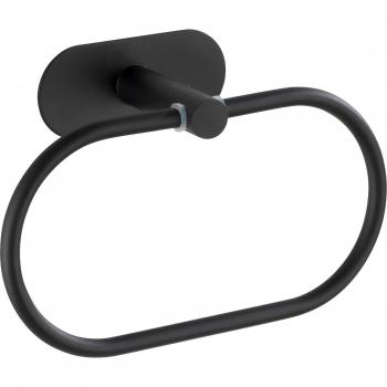 Toallero Orea Turbo-Loc® negro mate de acero inoxidable, sin taladrar, 20.5x12.5 cm