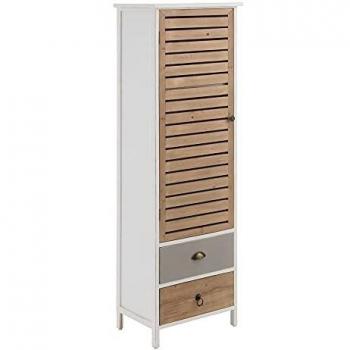 Armario de Madera de Abeto Blanco con 2 cajones y 1 Puerta de 50x34x160 cm - LOLAhome