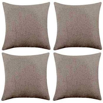 Deconovo Funda para cojin de Lino Prodector del Mueble 4 Piezas 45x45cm Crema