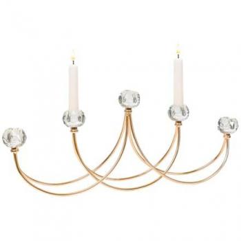 Candelabro Romimex Dorado Metal Vidrio 52 x 8 x 22 cm