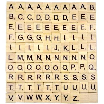 100pcs De Letras Negras Z Madera Azulejos Rompecabezas Alfabetos Artesanía De Mesa