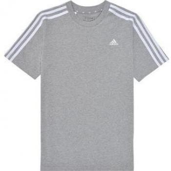 Camiseta Adidas Essentials 3 Bandas de Algodón manga corta para niños - Gris Claro, Blanco