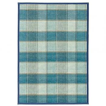 GLAM Hogar Alfombra Cuadros Azul-Naranja Bambú 160 X 230 Cm AZUL-NARANJA