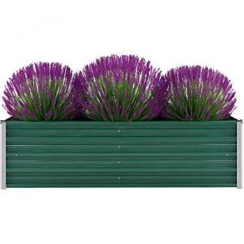 vidaXL Arriate de Jardín Acero Galvanizado 160x40x45cm Verde Florero Patio