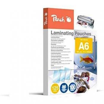 Pouches de Laminado A6, 125 mic, Brillantes, Set de 100 Piezas - Calidad Premium para Todos los Laminadores - Peach PP525-04