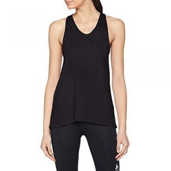 Odlo Blusa de Cuello Redondo para Mujer Alma Natural, BL Top Cuello Redondo Singlete para Las Mujeres Alma Natural, Mujer, Color Negro - Zhd AOP Ss19, tamaño Medium